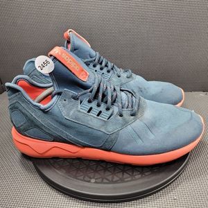 Mens Sz 11.5 Navy & Orange Adidas Tubular Runner Athletic Shoes